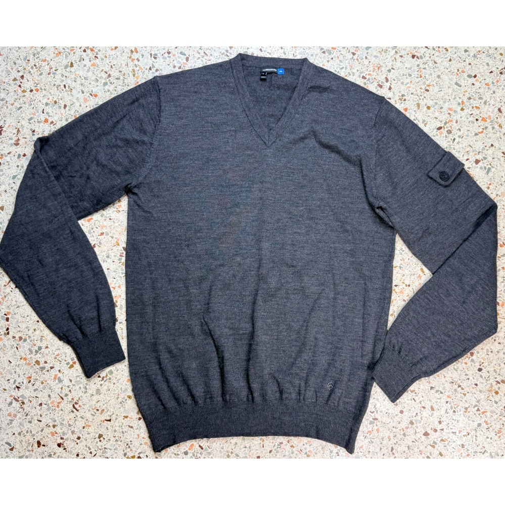 J.Lindeberg Men's Gray 100% Merino Wool Long Sleeve Sweater Size XL